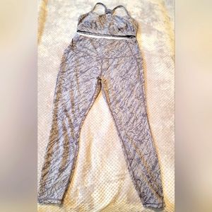 All in motion legging and sports bra set, marbeled dark and light purple